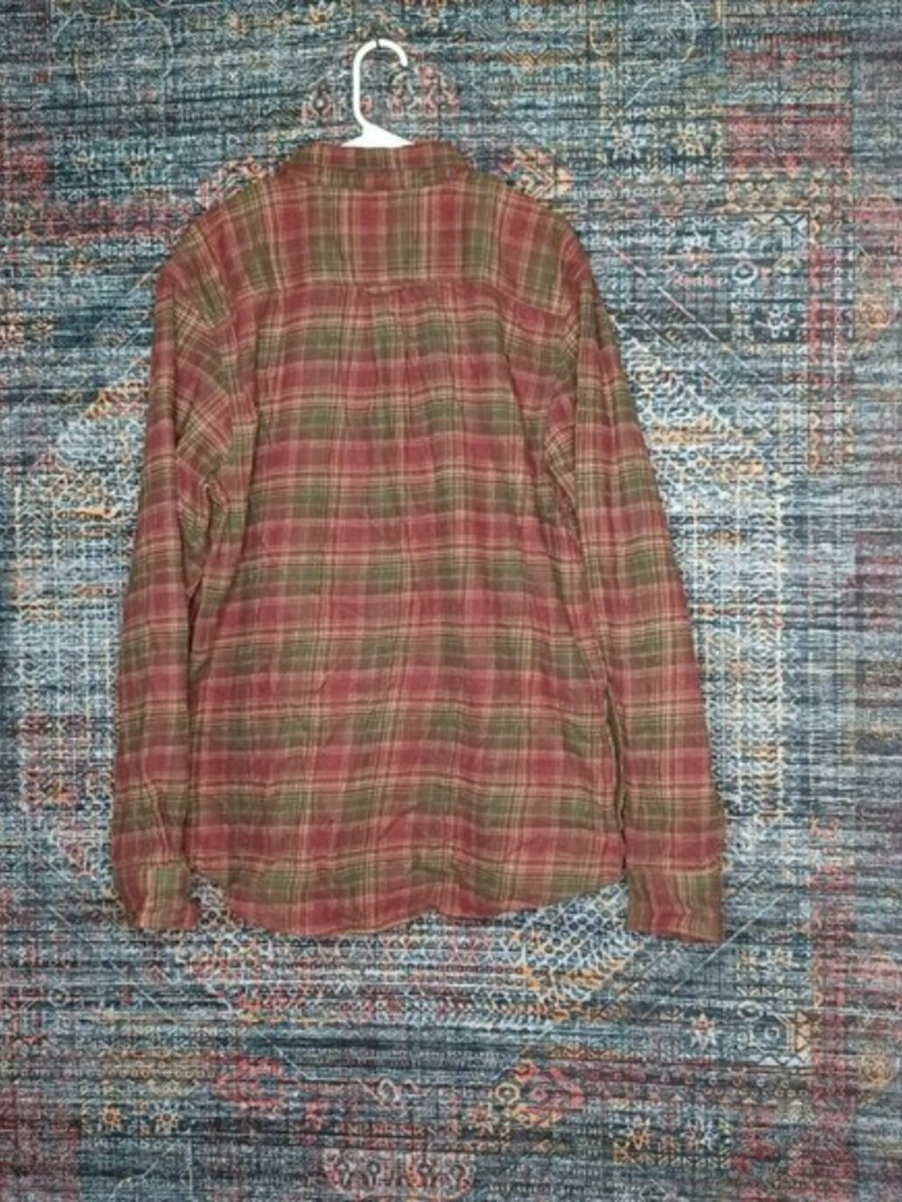 Orvis mens red green beige plaid heavyweight hunting work flannel L - Picture 3 of 12